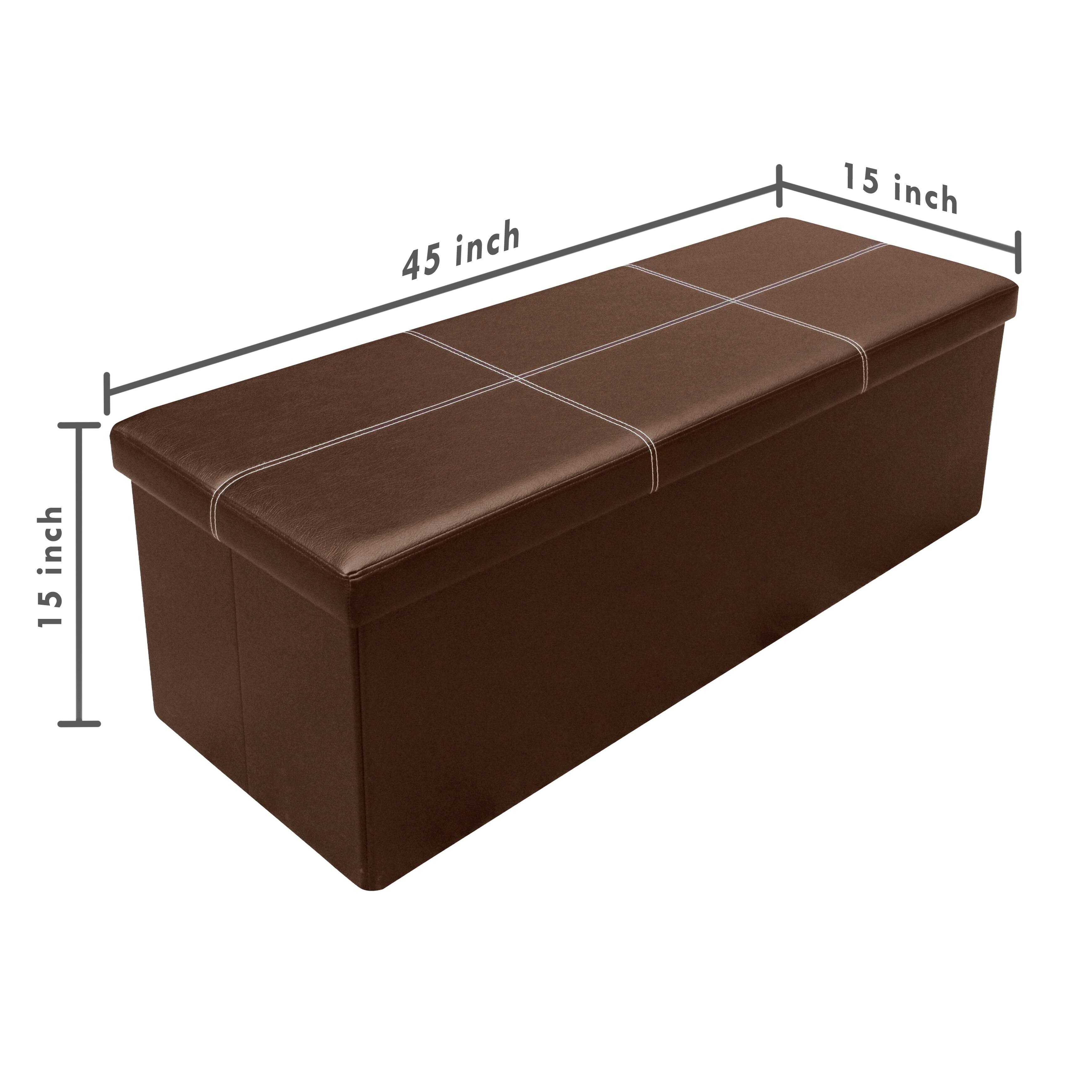 Crown Comfort &s Line Design Memory Foam Folding Ottoman in Brown