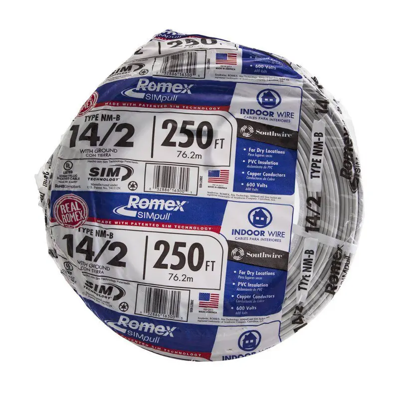 Southwire 250 ft. 14/2 Romex SIMpull NM-B Wire – Copper Conductors, Indoor Use