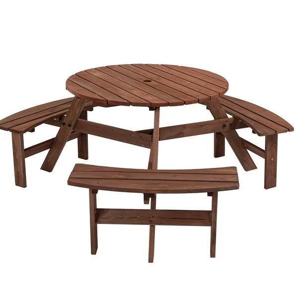 6Person Outdoor Picnic Table w/Benches and Umbrella Hole,1720 LBS