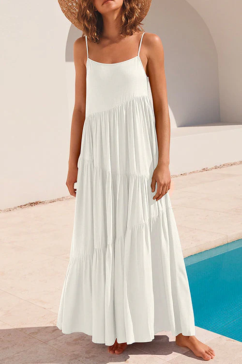 Tiered Maxi Dress with Adjustable StrapsClistos