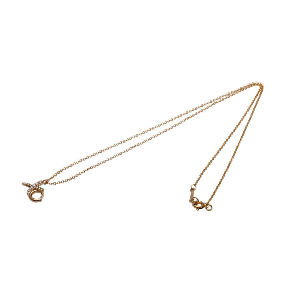 Tiffany & Co. Paloma Picasso Kiss Hug Diamond Necklace 18K Rose Gold
