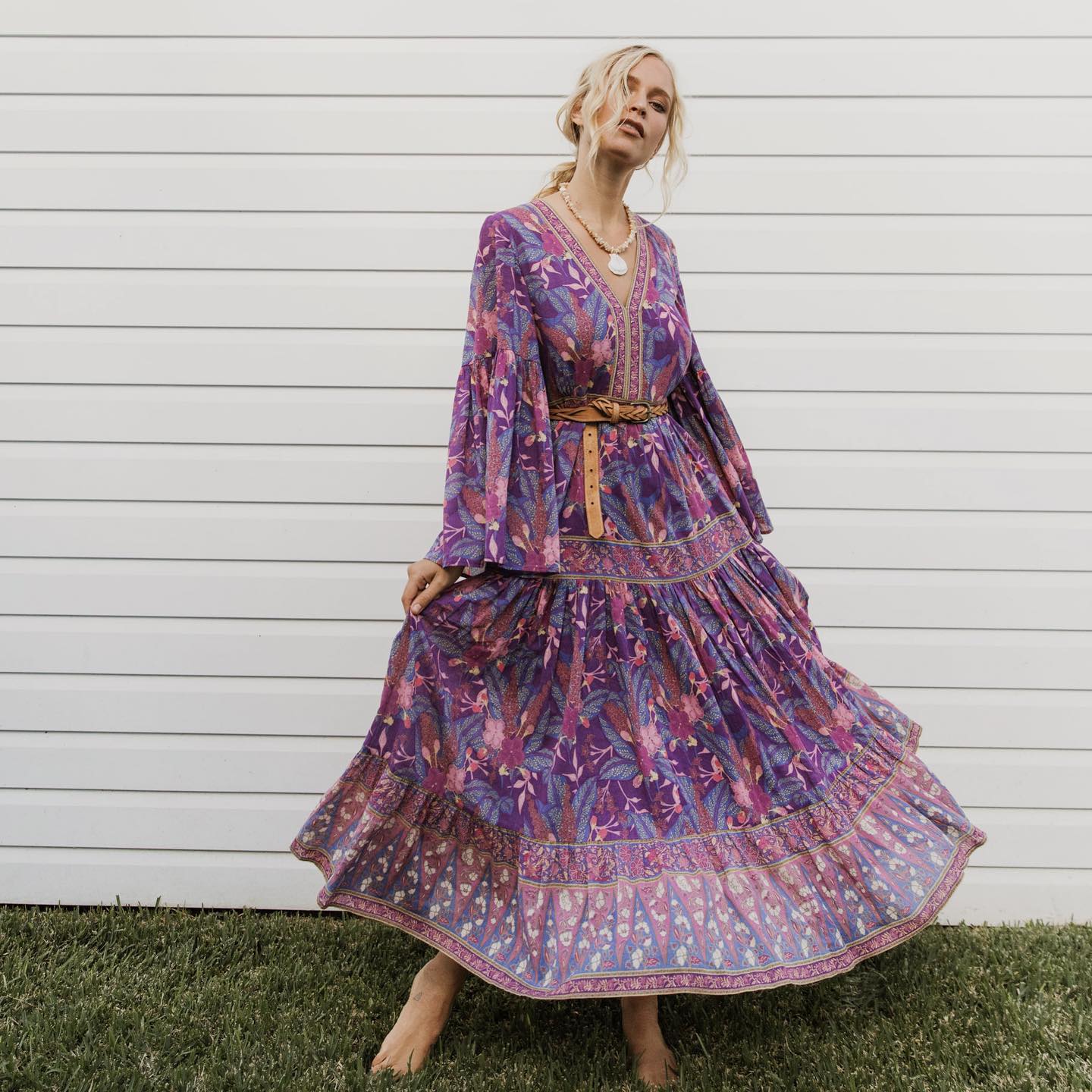 Bohemian Floral Print Maxi DressClistos