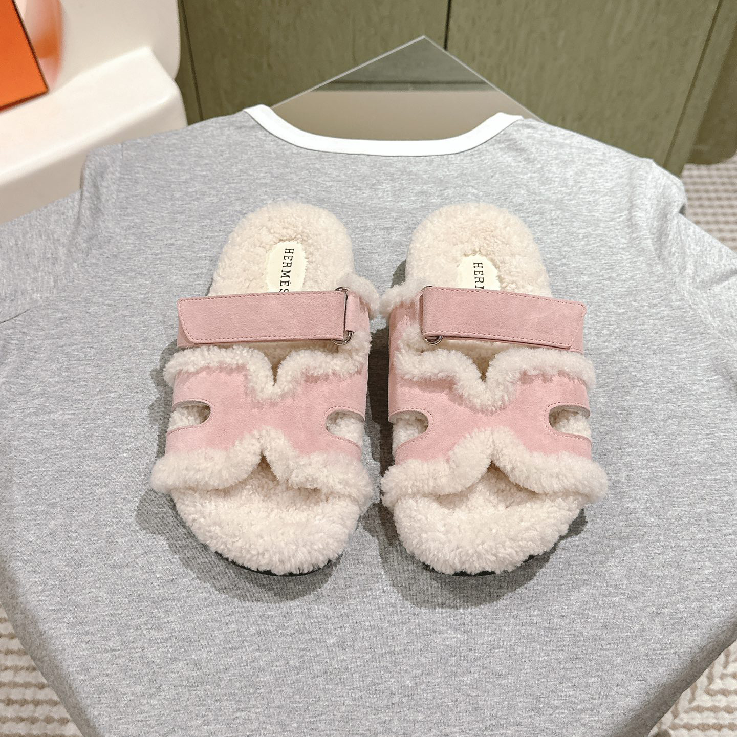 Hermes oran Lamb wool flat bottomed slippers - cnluxepick