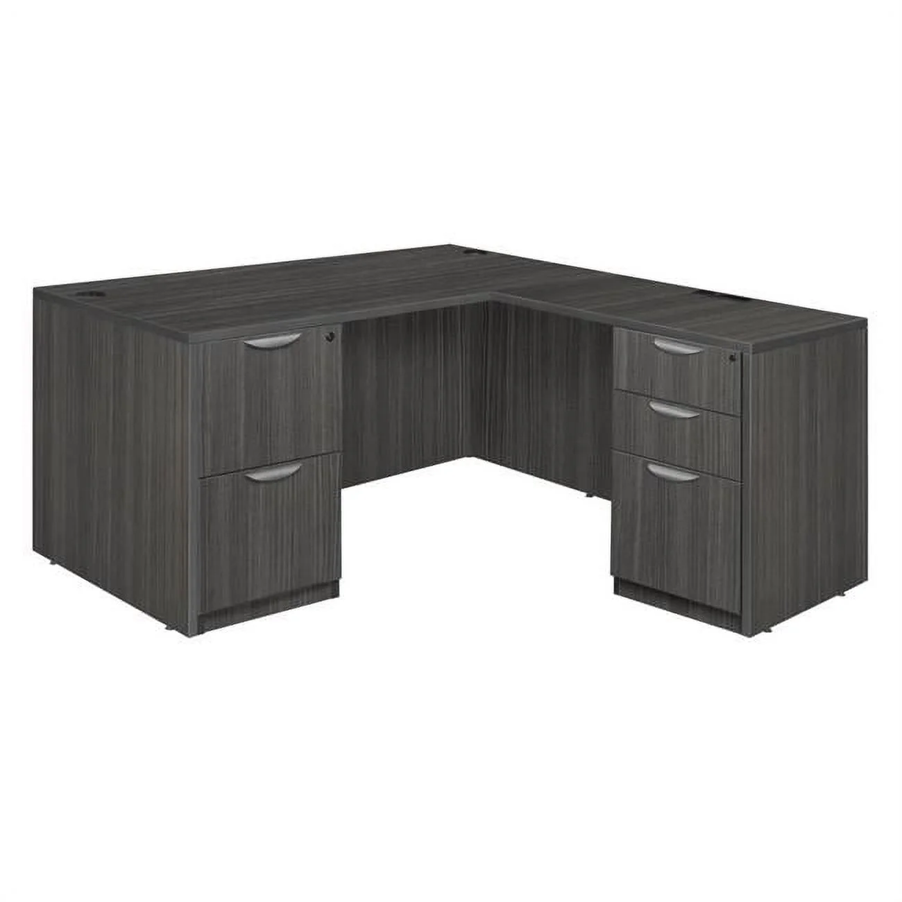 Regency  Legacy 60 in. Double Full Pedestal L-Desk with 35 in. Return, Ash Grey