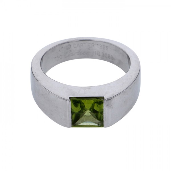 Cartier Tank Ring K18WG White Gold Ring Peridot