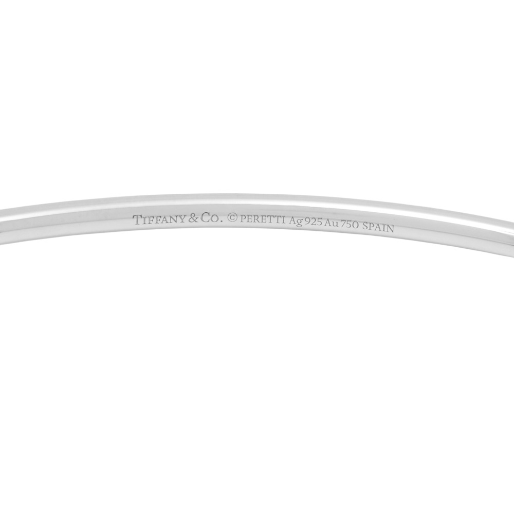 Tiffany & Co. Open Heart Double Open Heart Bangle Bracelet 18K Rose Gold & Sterling Silver 60019997