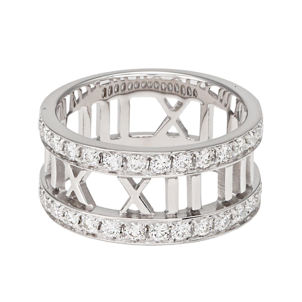 Tiffany & Co. Atlas Open Ring 18K White Gold Diamond