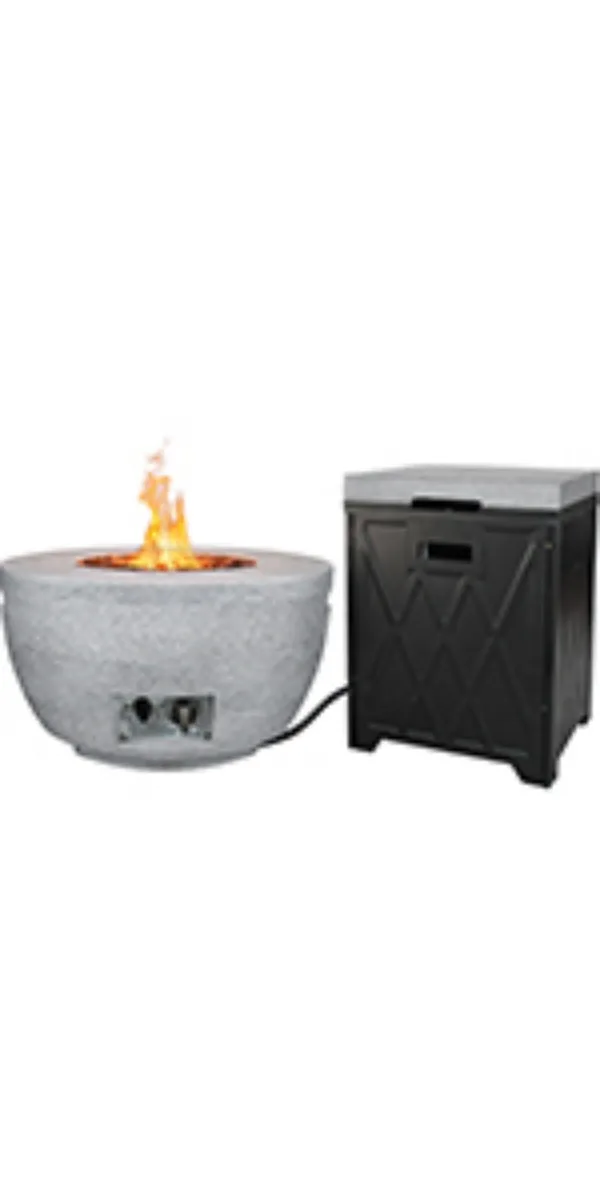 Concrete Propane Fire Pit Table 50,000 BTU Fire Pit Table with Tray Style Lid 25