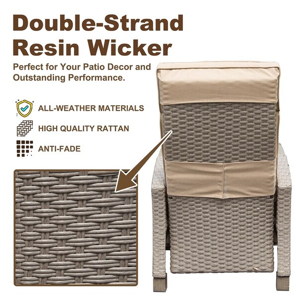 Patio Adjustable Recliner Chair with HandWoven Wicker