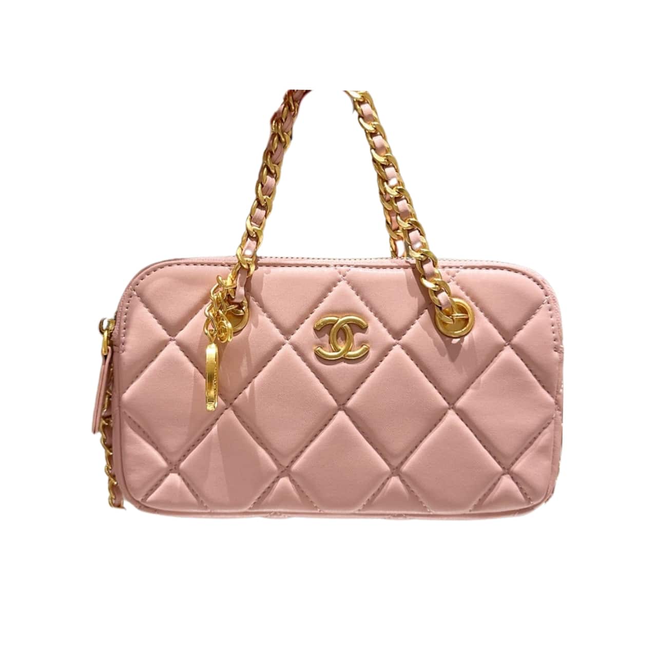 Chanel Matelasse Flap Bag With Chain Pink 20Cm/7.9in