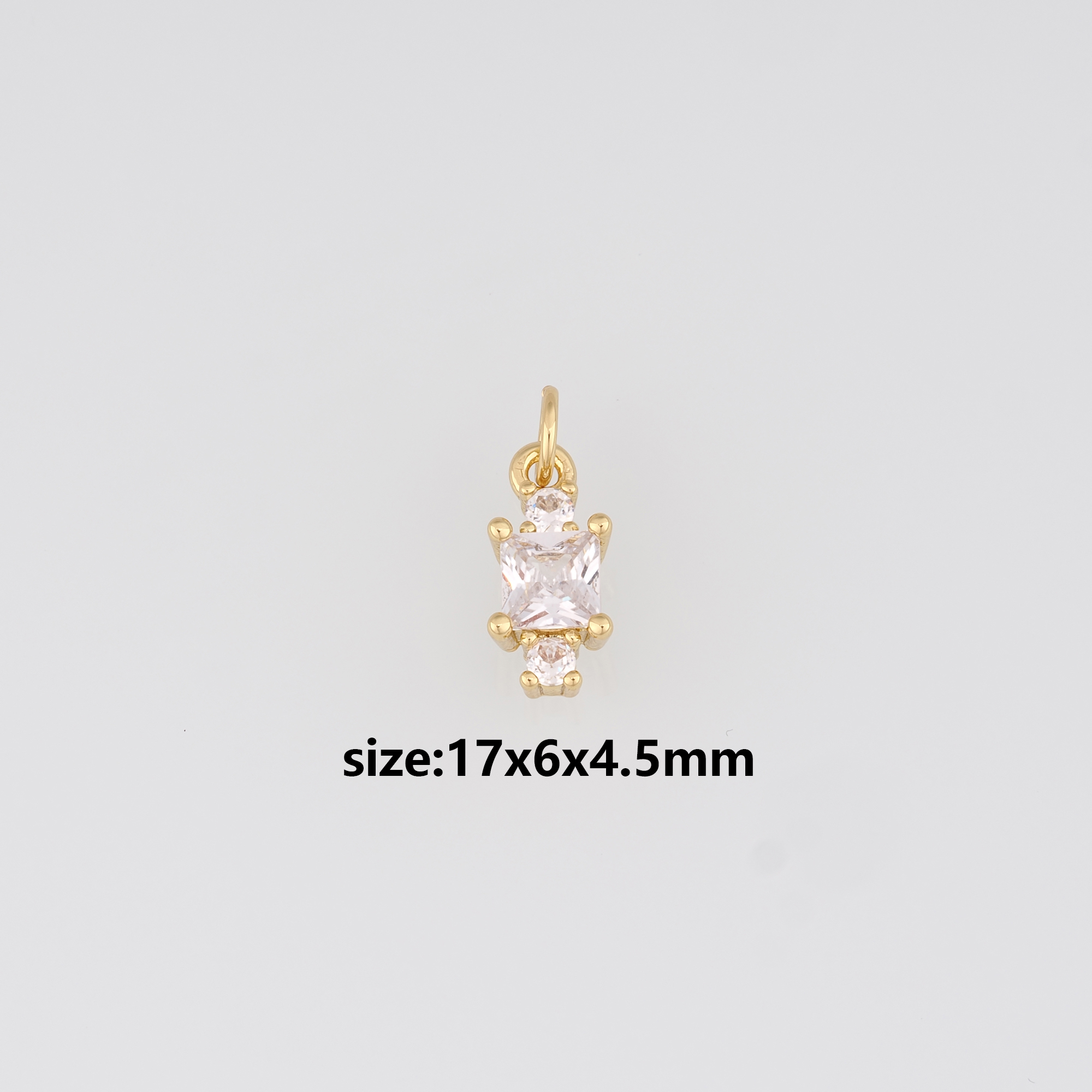 18K Gold Filled Square Pendant,Crystal Square Charm Earrings Necklace for DIY Jewelry Making Supply