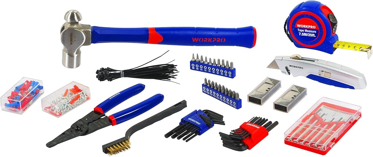 408-Piece Mechanics Tool Set, General Household Home Repair Tool Kit with 3-Drawer Heavy Duty Metal Box, Hand Tool Kit Set 1 Pack