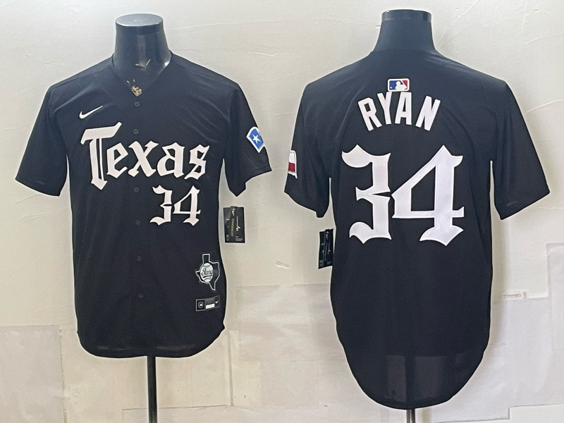 Men's Texas Rangers Nolan Ryan #34 Black Player Jersey