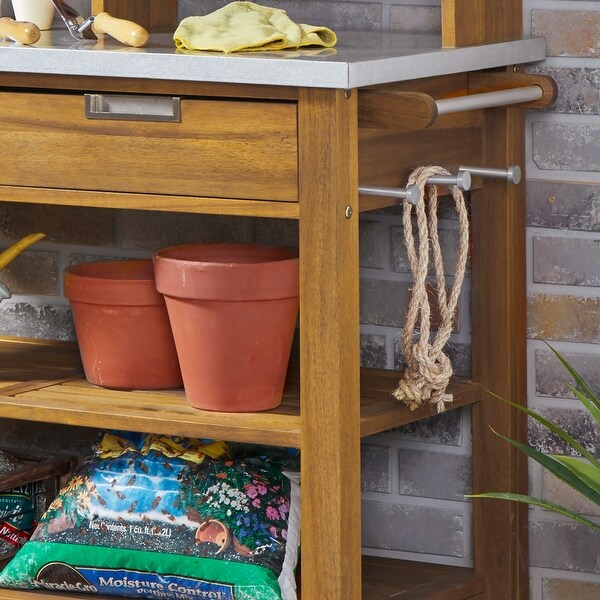 Homestyles Maho Brown Wood Potting Bench
