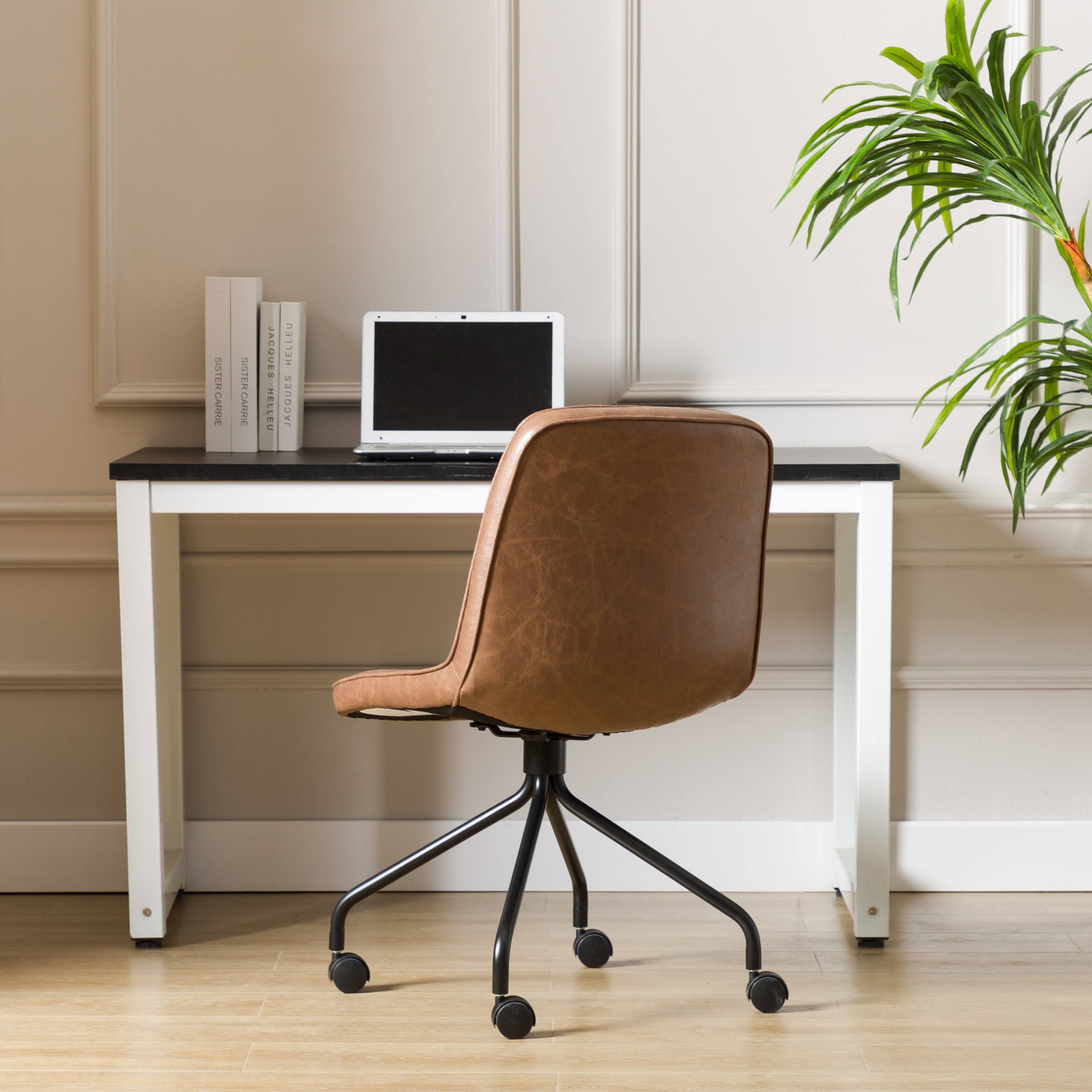 WOVENBYRD Modern Armless Rolling Home Office Chair - Brown