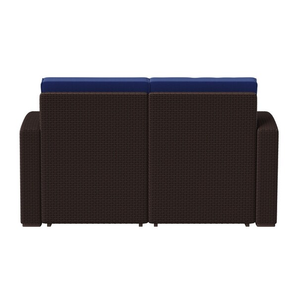 Faux Rattan Loveseat with AllWeather Cushions
