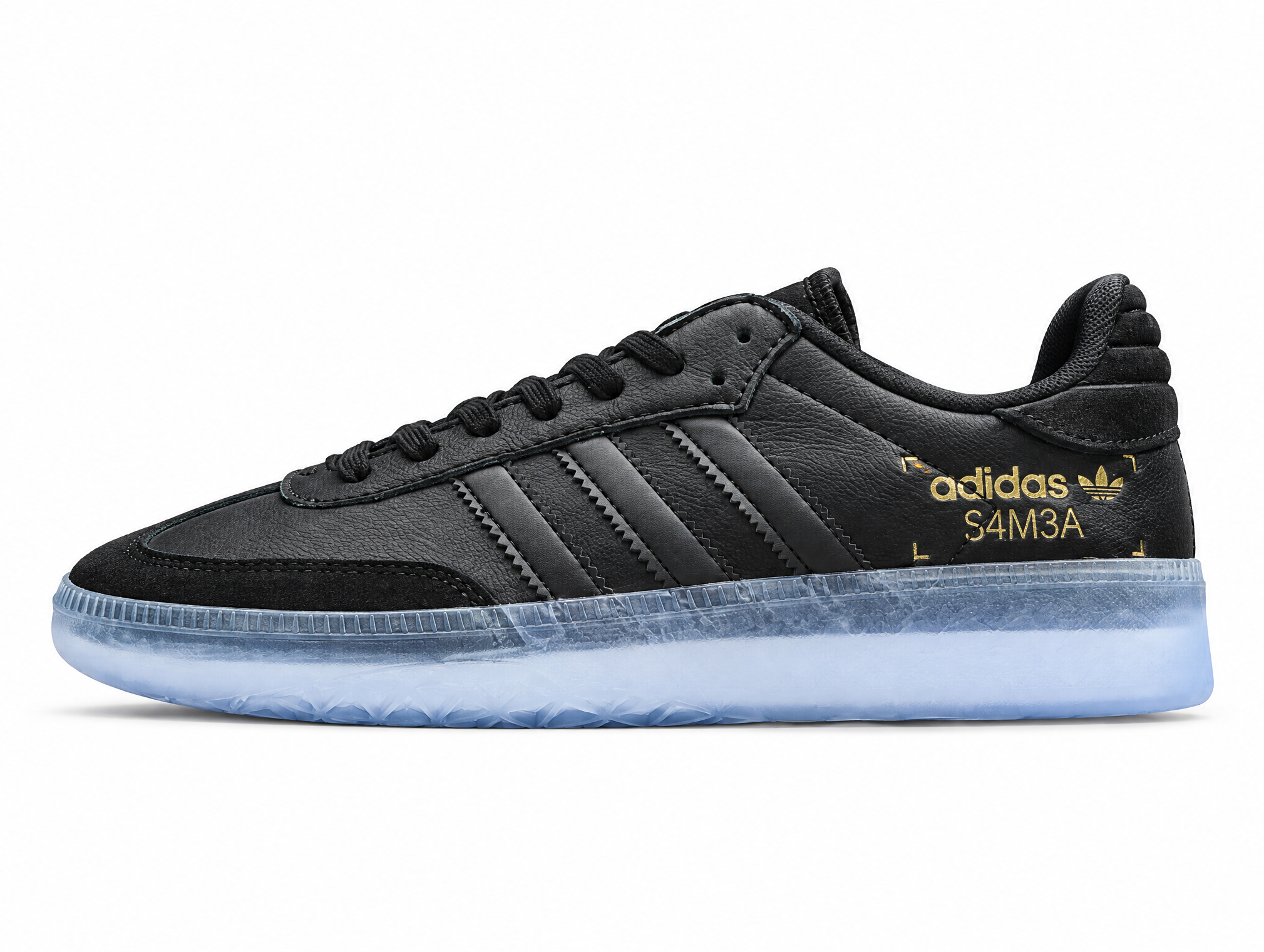 Adidas Samba Rm Shoes Core Black/Shock Cyan/Gold BD7476
