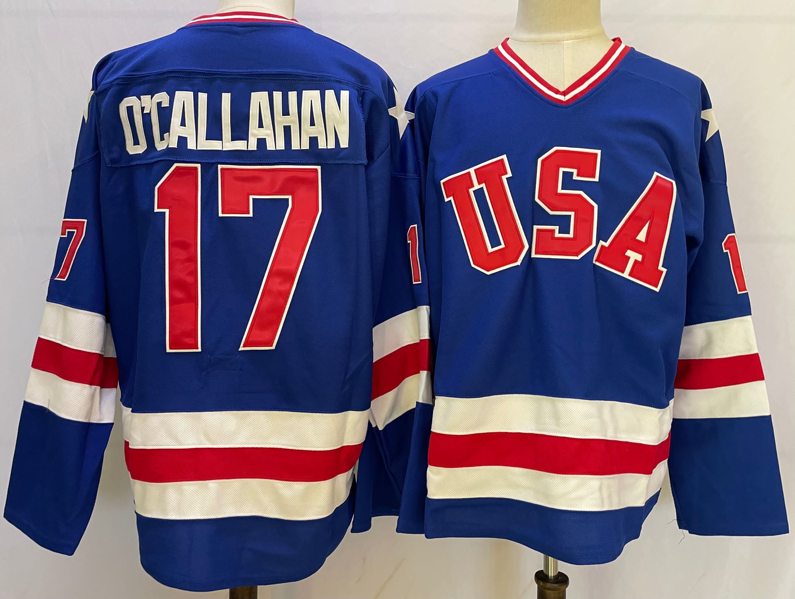 Men's USA Hockey Jack O'Callahan #17 Blue Player Jersey