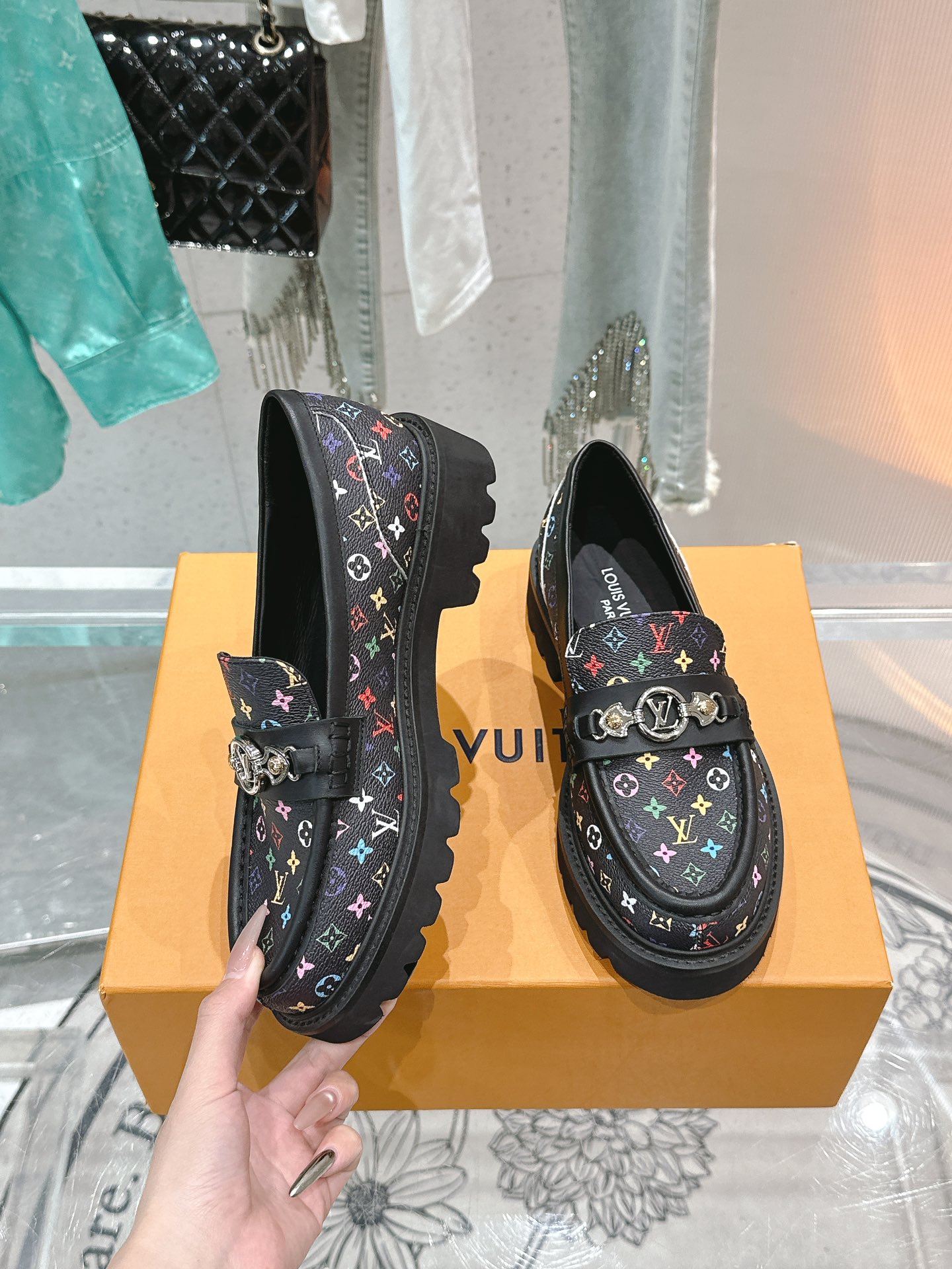 Louis Vuitton LV Monogram Multicolor Black Loafers – Women’s Shoes
