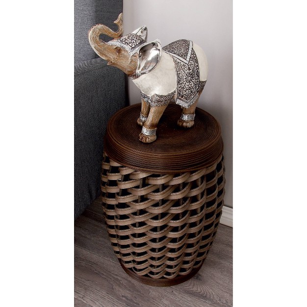 Set Of 2 Eclectic Rattan Accent Tables Brown Olivia amp May