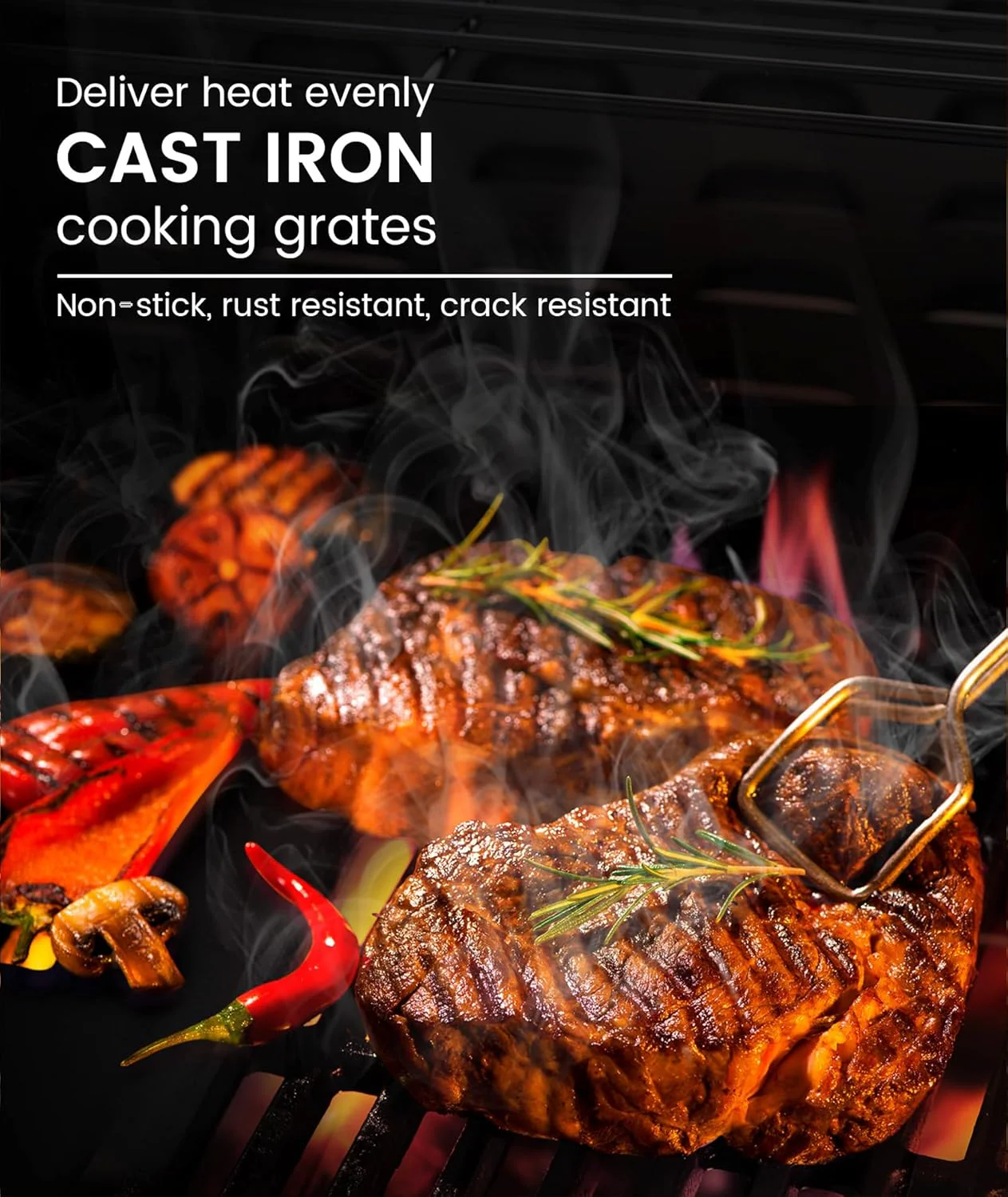 4-Burner Propane Gas Grill with Porcelain-Enameled Cast Iron Grates and Side Burne G0141A