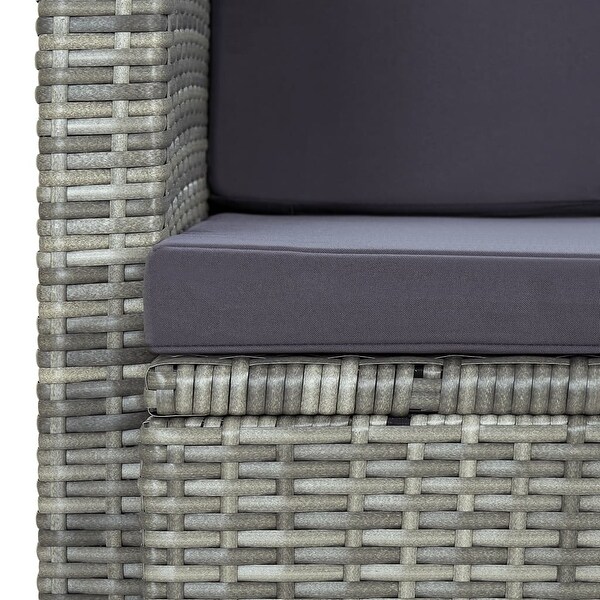 vidaXL 2 Seater Patio Sofa with Cushions Black Poly Rattan