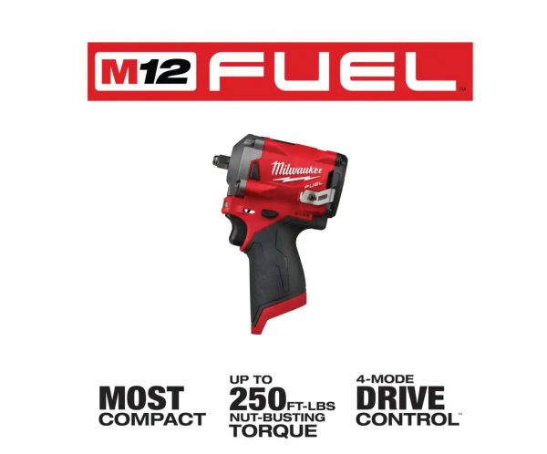 2554-20-2555-20-48-11-2412 M12  12V Lithium-Ion Brushless Cordless  3/8 in. and 1/2 in. Impact Wrenches with two 3.0 Ah Batteries