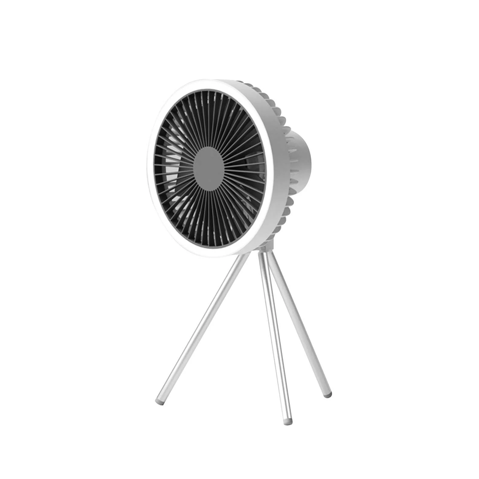 JGJJUGN Multifunctional Outdoor Tripod Fan with 10000mAh Power Bank, Adjustable Night Light, and Three Wind Settings for Camping and Office Use