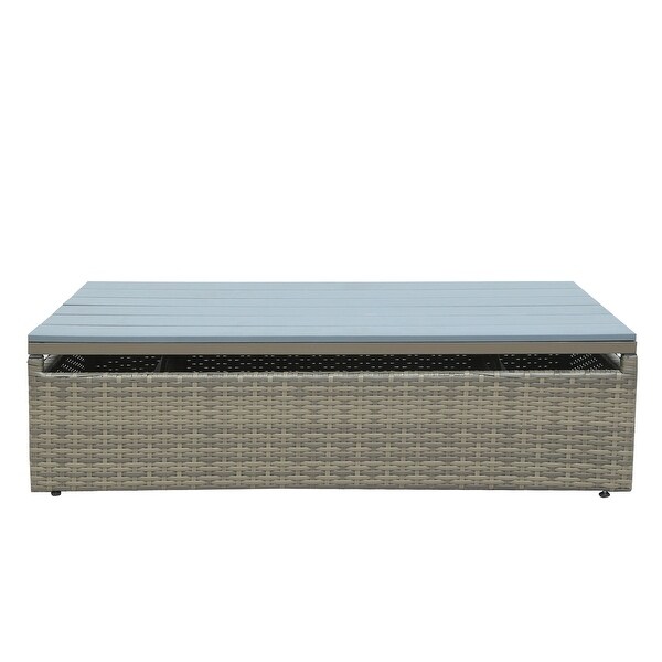 Roomfitters Patio Furniture Set,5Piece Wicker Sofa with Adjustable Backrest,Cushions,Ottomans,LiftTop Coffee Table
