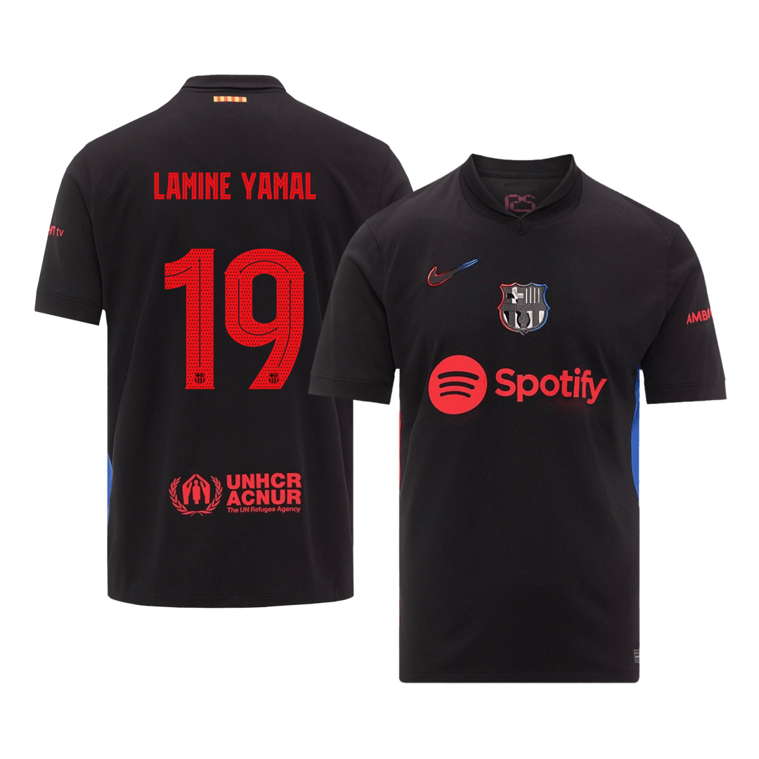 LAMINE YAMAL #19 Barcelona Away Soccer Jersey -UCL (Spotify Logo Without Text)