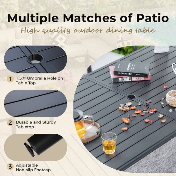 7Piece Patio Dining Set,6 Highback Textilene Cspring Chairs and 1Metal Table