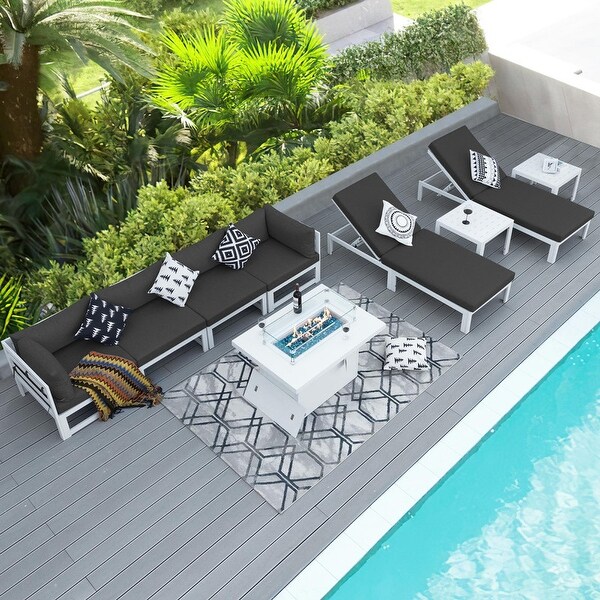 Nicesoul White Aluminum Modern Patio Furniture Sectional Sofa Set with Cushion