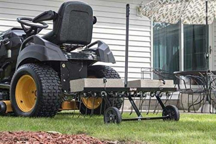 agri-fab-45-0543-100 lb. Tow Spiker/Seeder/Spreader, Black & 40-Inch Tine Tow Dethatcher 45-0294,Black