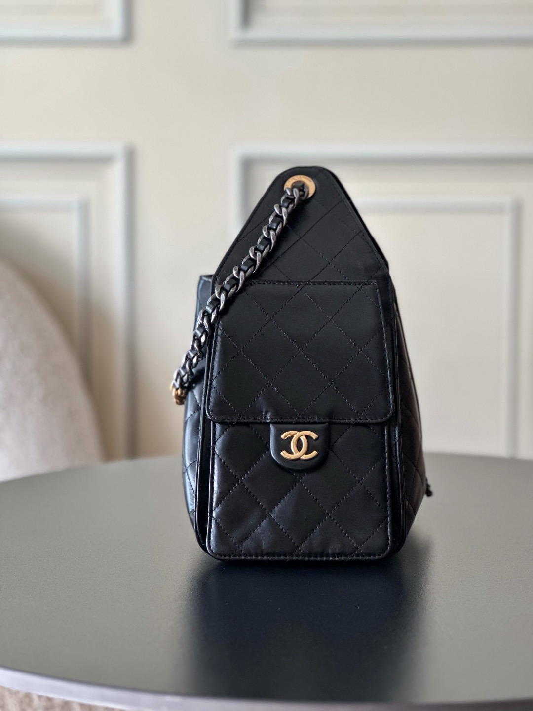 Chanel 25Bag 25C Oil-waxed leather black & gold small