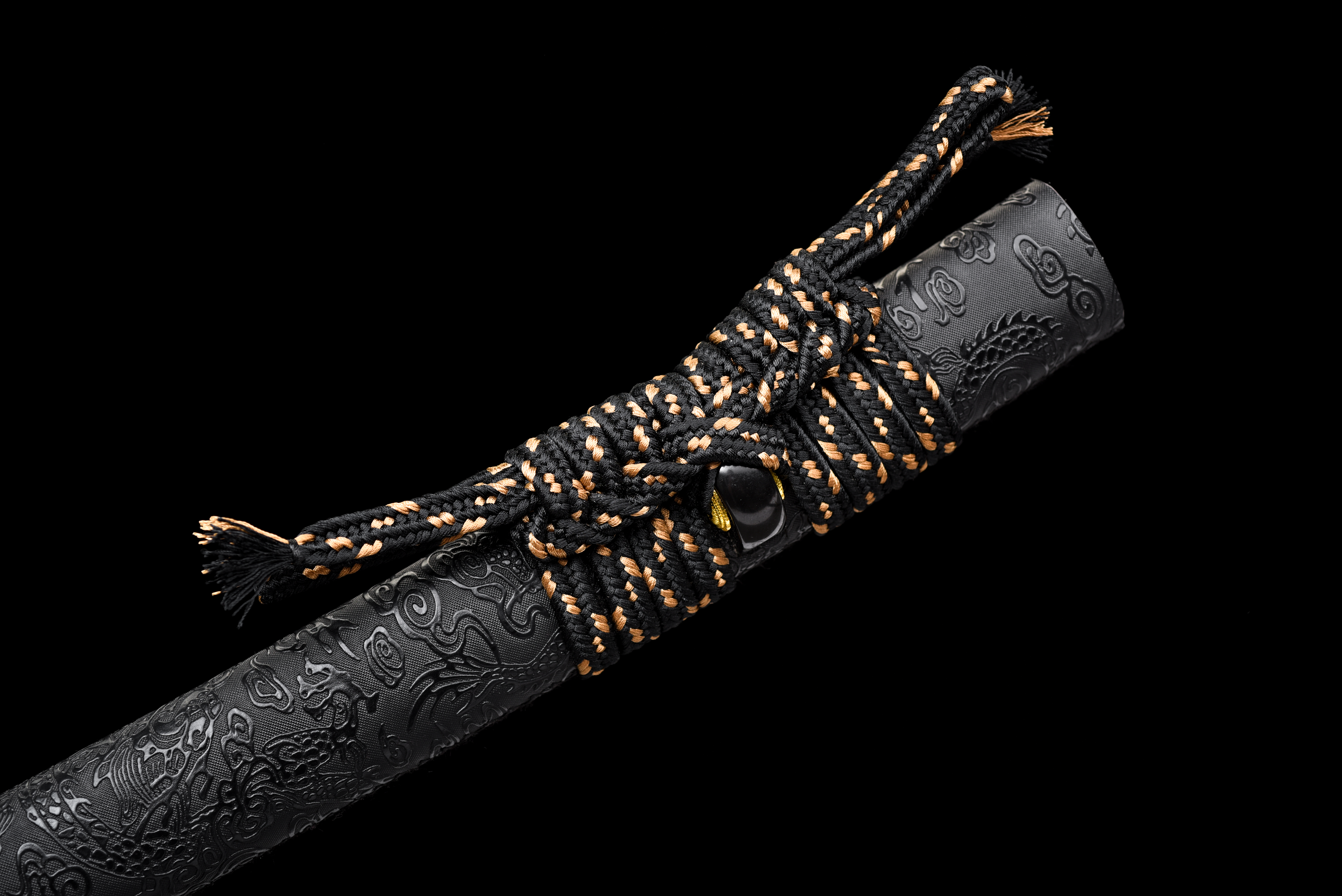 Dragon Katana – Blue Baked Damascus Steel, Full Tang