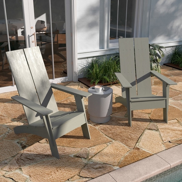 Modern Dual Slat Back Adirondack Style Chairs,Set of 2