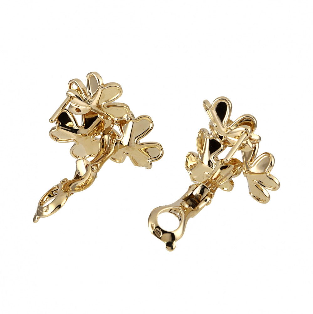 Van Cleef & Arpels Frivole 3 Flower Earrings 18K Yellow Gold Diamond VCARP2DV00