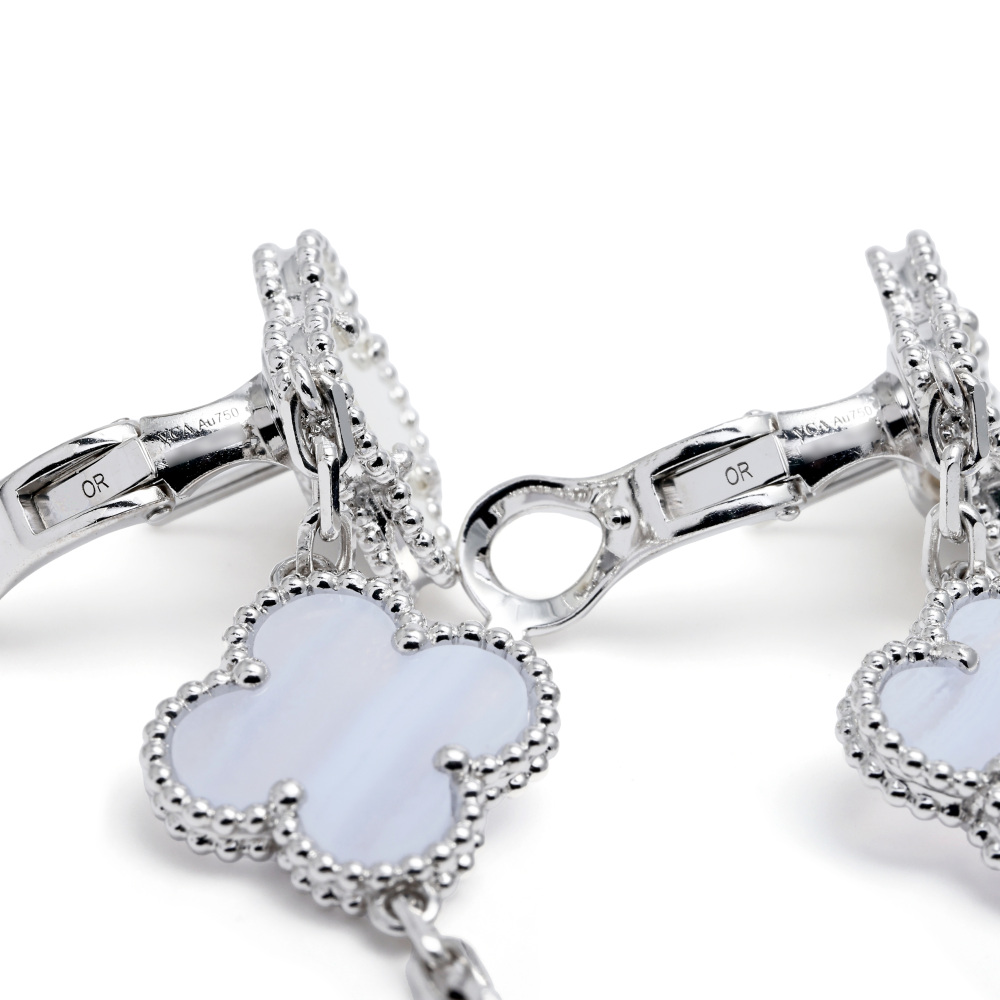 Van Cleef & Arpels Magic Alhambra 3 Motifs Earrings 18K White Gold VCARN18800