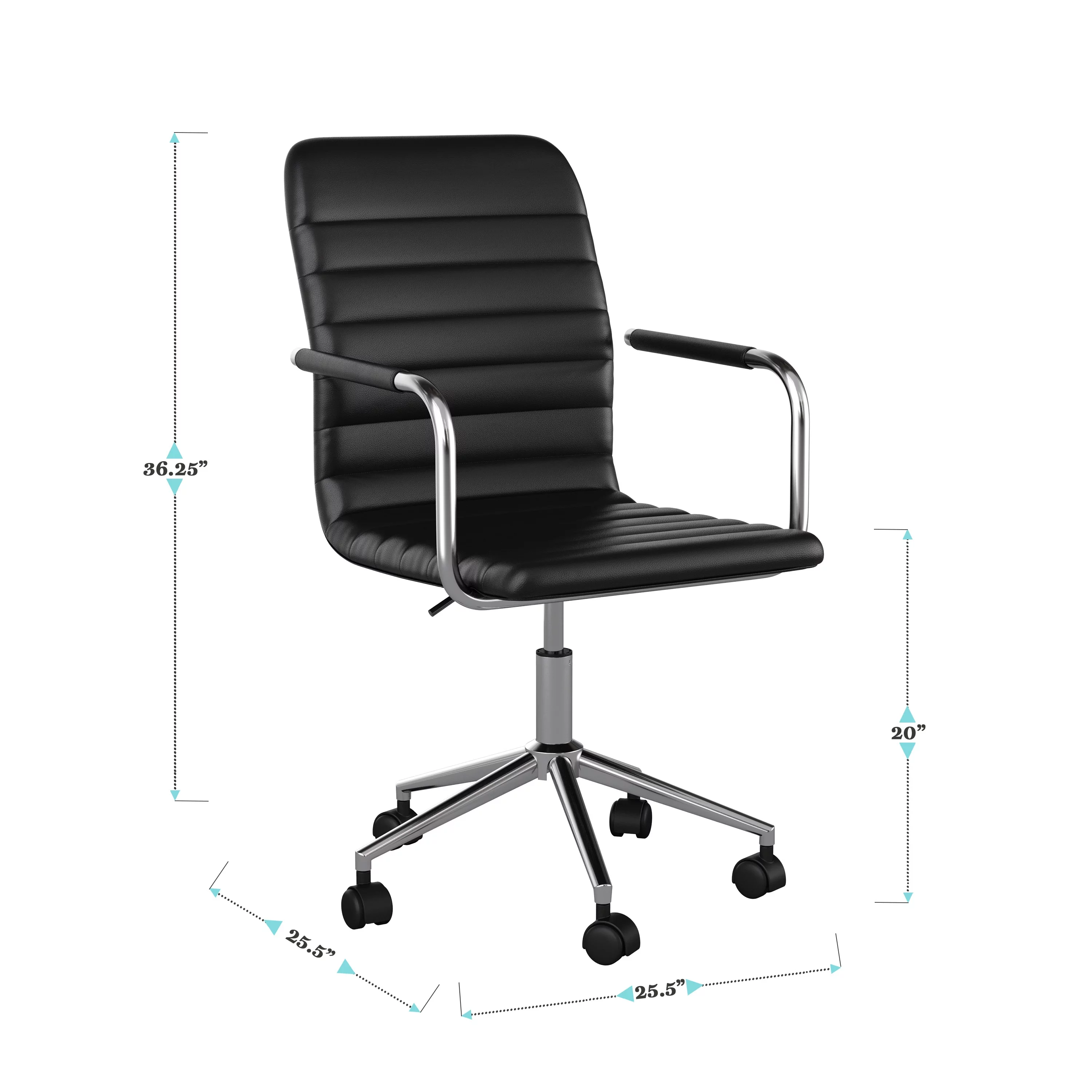 Martha Stewart Taytum Upholstered Office Chair in Black/Polished Nickel
