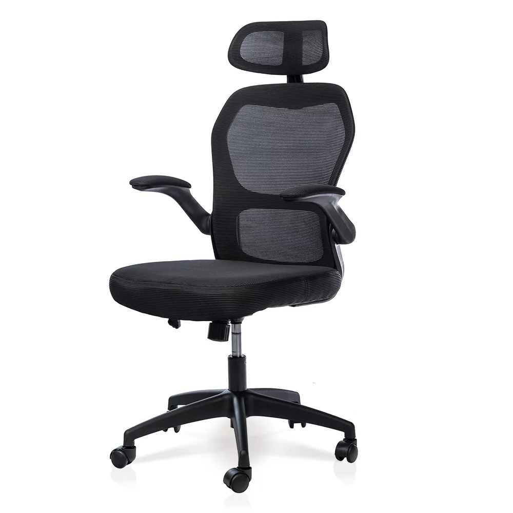 Andoe Ergonomic Office Chair, Adjustable Headrest with Tilt Function, Lumbar Support, Swivel Computer Task Chair for Office, Black