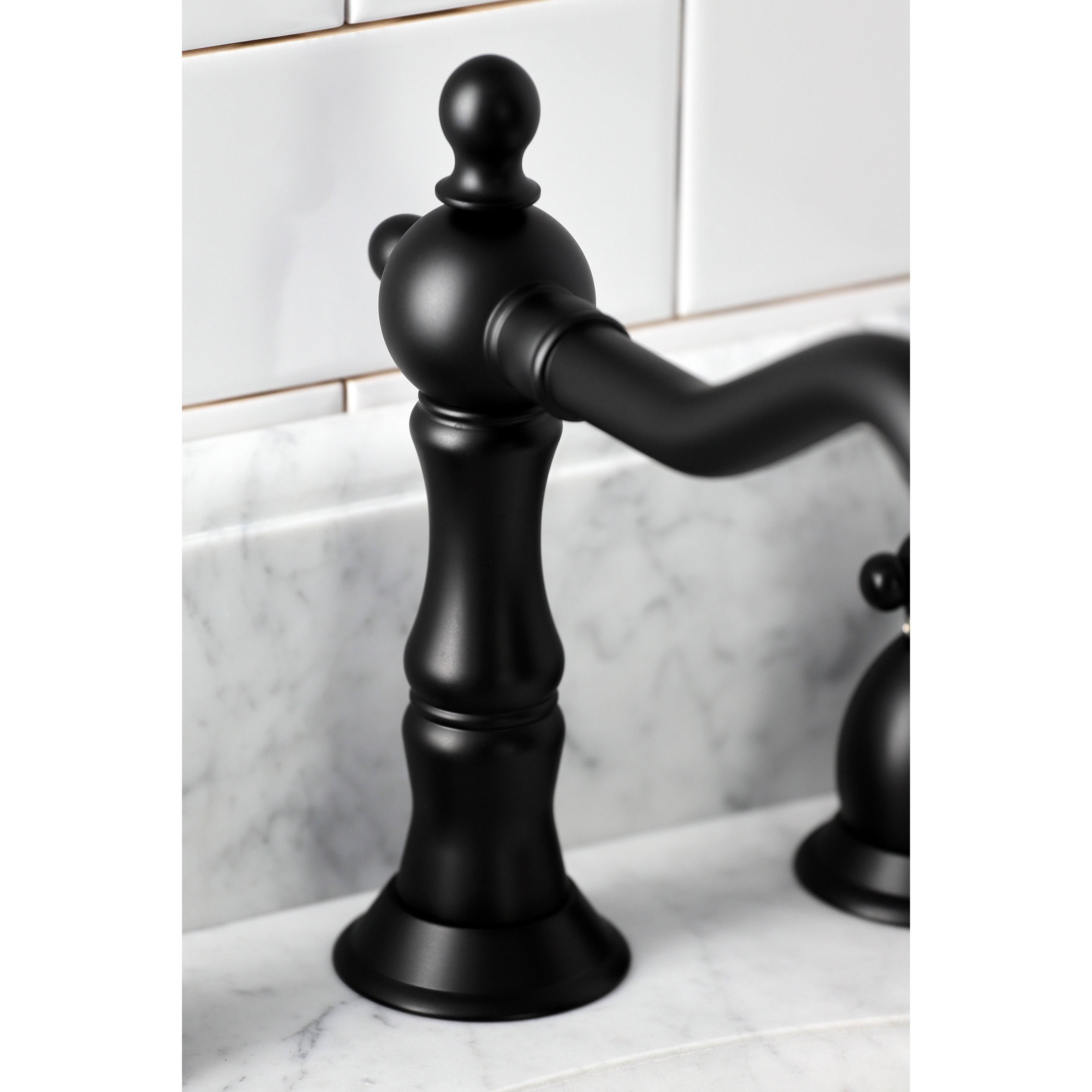 Kingston Brass KS1970PKL Duchess Widespread Bathroom Faucet with Brass Pop-Up Matte Black