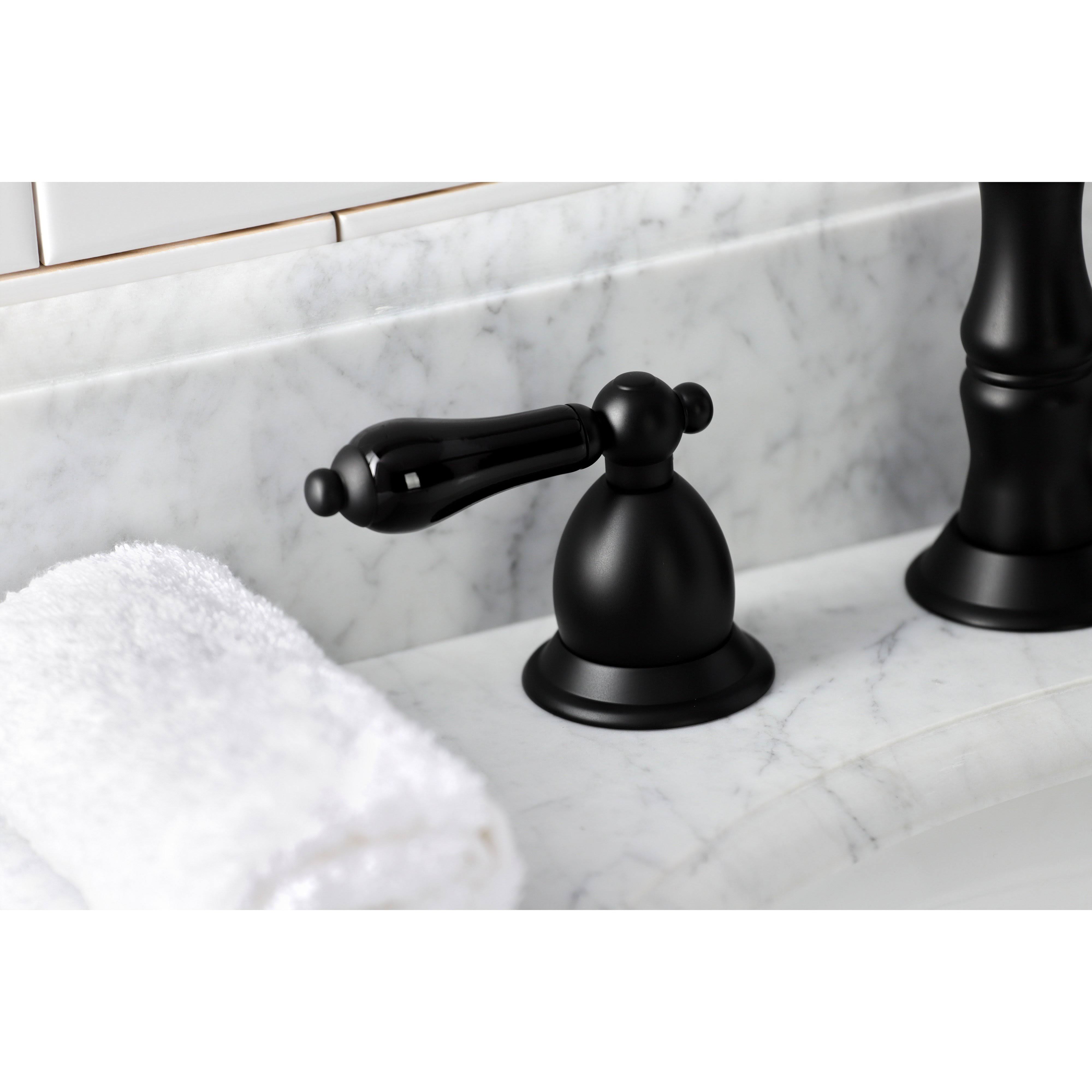 Kingston Brass KS1970PKL Duchess Widespread Bathroom Faucet with Brass Pop-Up Matte Black
