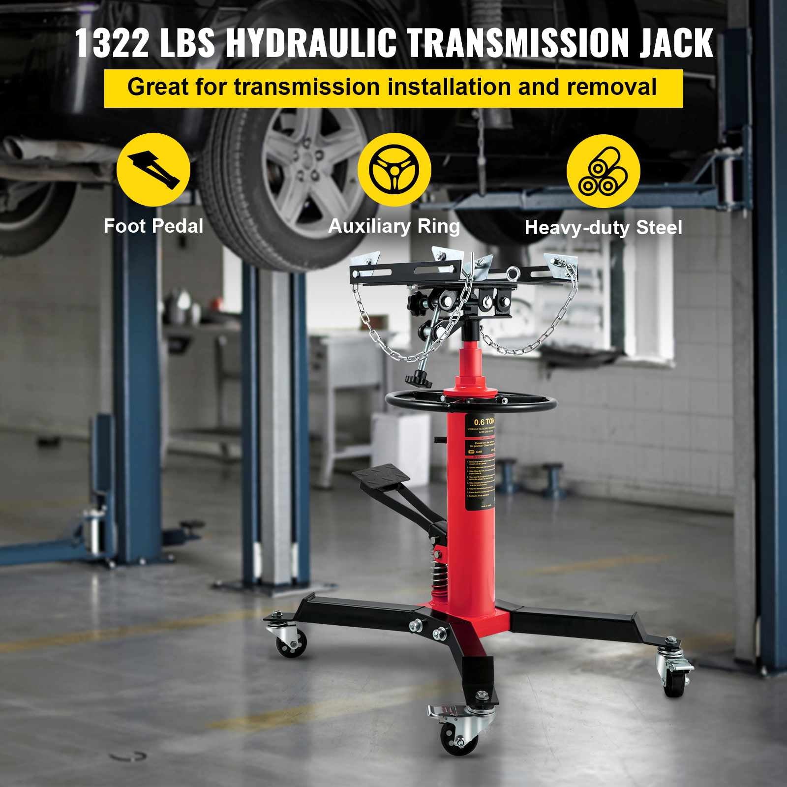 BENTISM Transmission Jack 1322 lbs 2-Stage Hydraulic High Lift Vertical Telescopic