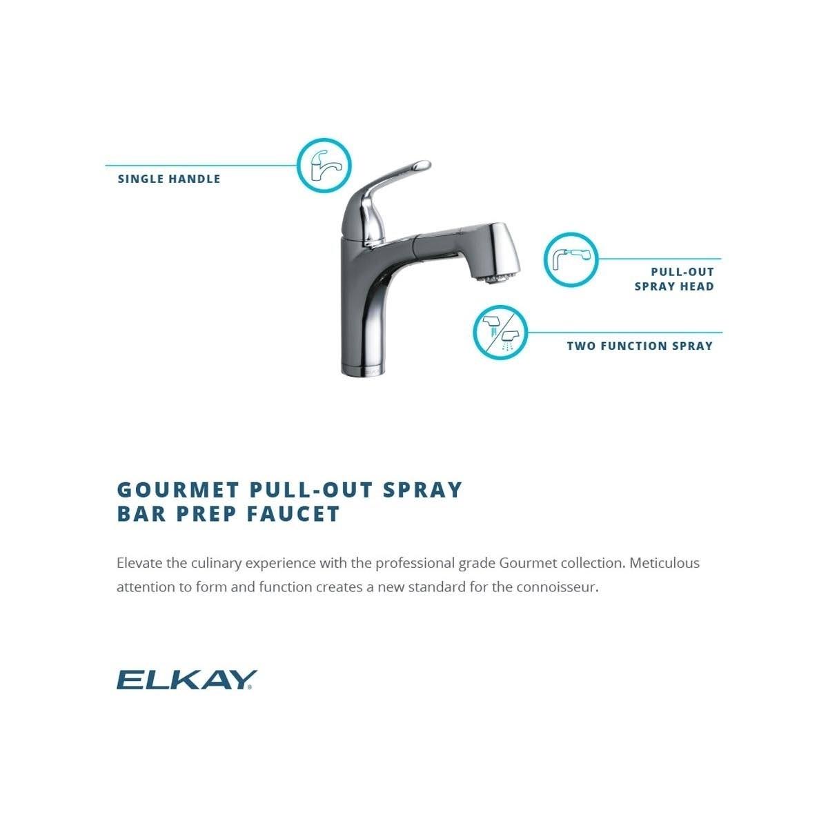 Elkay LKGT1042NK Gourmet Pull Out Bar Faucet Brushed Nickel