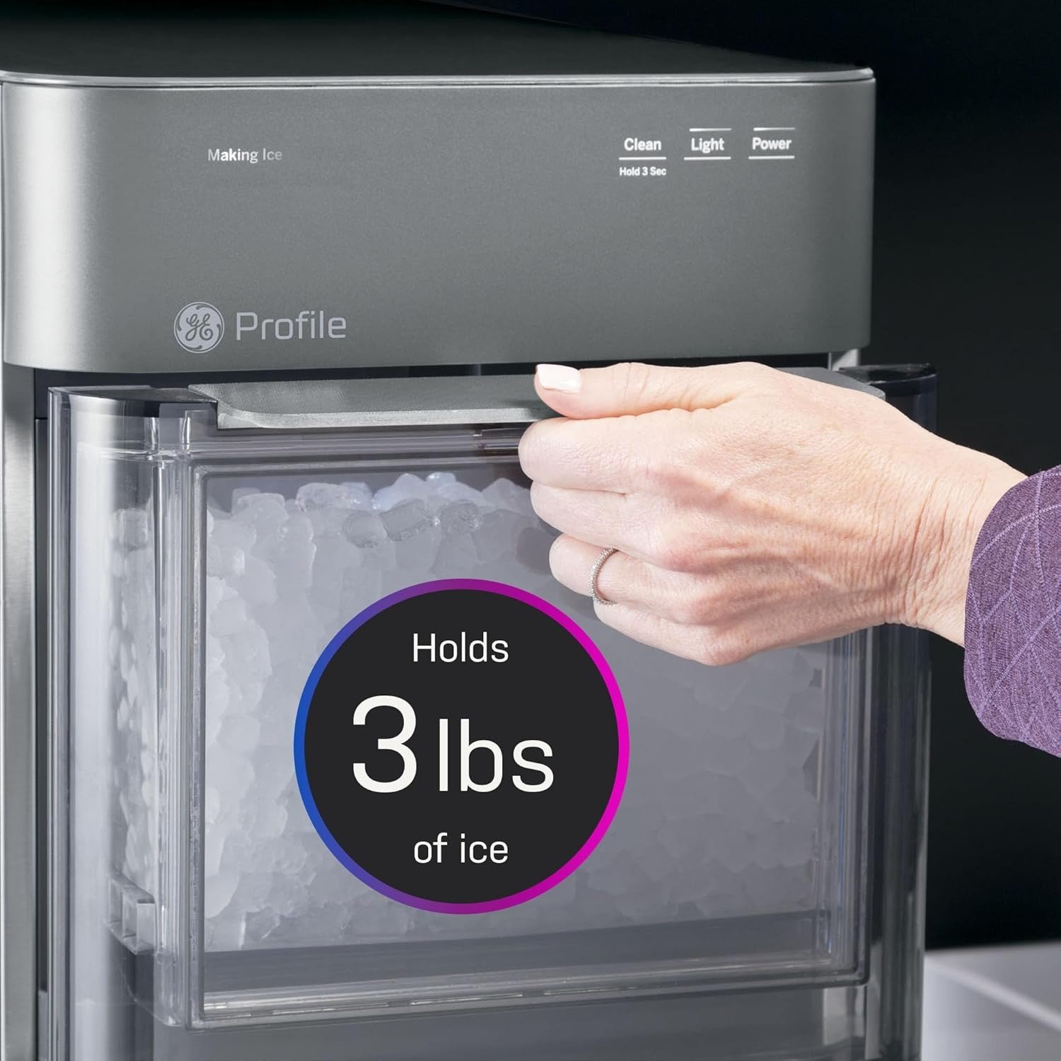 Chewable Crunchable Countertop Nugget Ice Maker, Scoop included, 38 lbs in 24 hours, Pellet Ice Machine with WiFi & Smart Connected, Stainless Steel