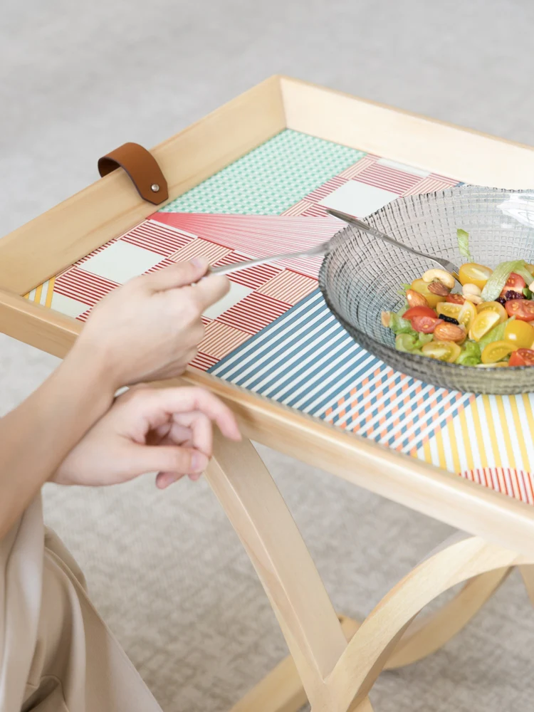YA037 - Di@R Dutch Series / Eden Garden Ruyi Pattern Hand-painted Birch Solid Wood Mobile Side Table