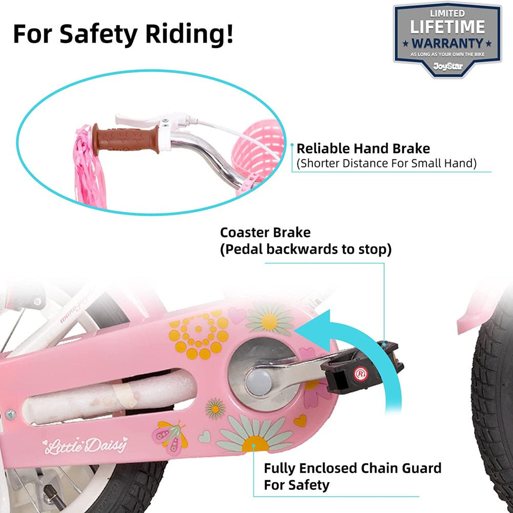 Little Daisy 12 Inch Kids Bike for 2 3 4 Years Girls with Training Wheels
