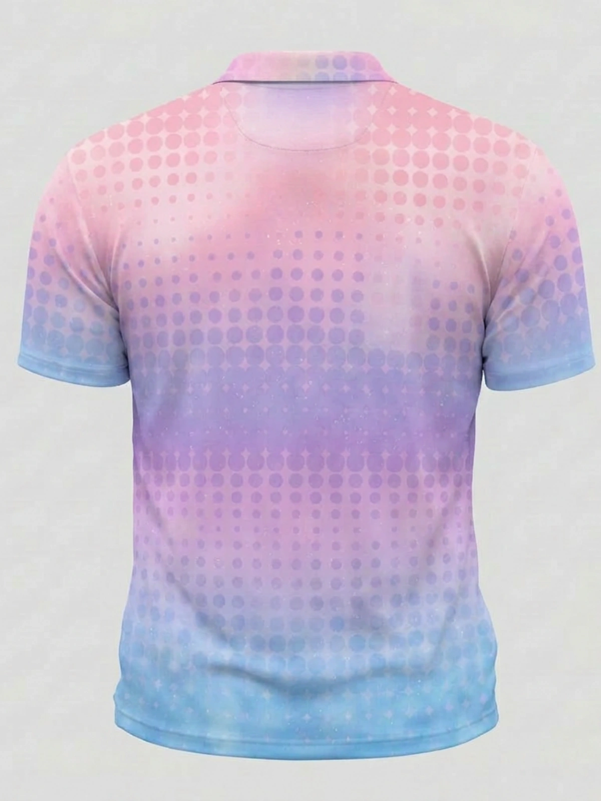 Moisture Wicking Golf Polo 3D Pastel Pink Purple Blue Gradient Dot Pattern Button Short Sleeve Golf Polo Shirt