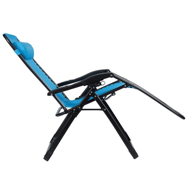 Gymax Folding Zero Gravity Lounge Chair Recliner w/ Cup Holder Tray