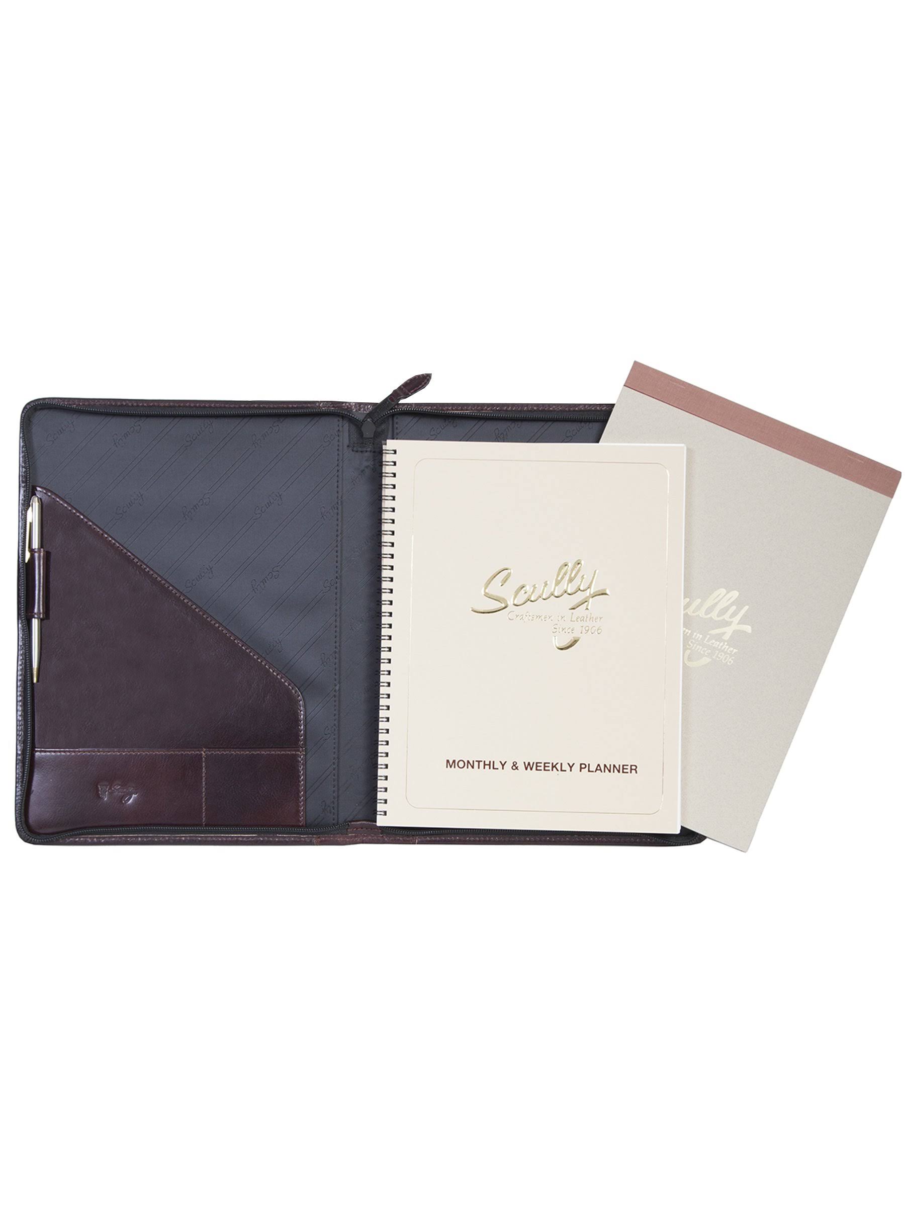 Scully Italian Leather Zip Letter Pad Walnut 5012Z-06-29-F